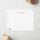 Red Doodle Heart Personalized Stationery Mitteilungskarte (Vorderseite/Rückseite Beispiel)