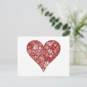 Red Doodle Heart Postkarte (Stehend Vorderseite)