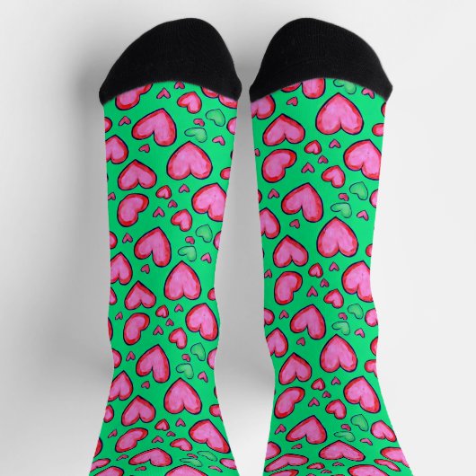 Red Doodle Heart Socks Socken (Oben)