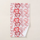 Red Doodle Hearts Pattern Badhandtuch Set (Handtuch)