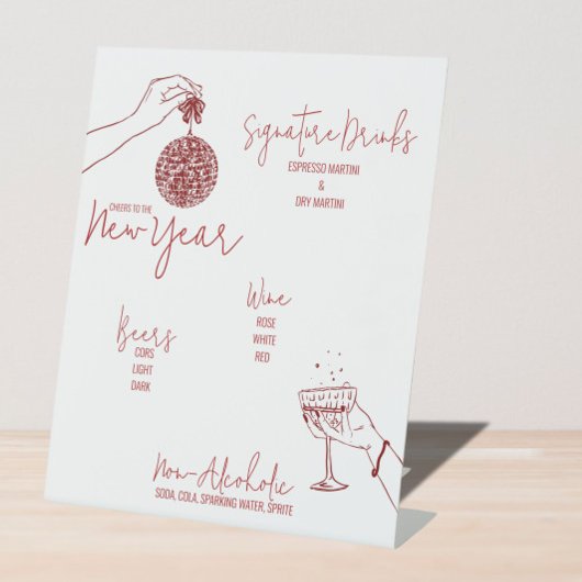 Red Doodle neue Jahre Party Bar Sockelschild