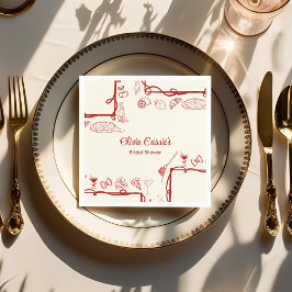 Red Doodle Thai Amore Italienisches Brautparty Serviette