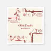 Red Doodle Thai Amore Italienisches Brautparty Serviette (Vorderseite)