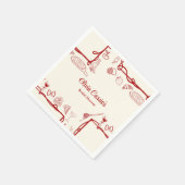 Red Doodle Thai Amore Italienisches Brautparty Serviette (Ecke)