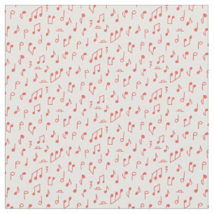 Red Doodled Musiknotens Stoff