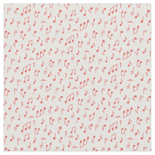Red Doodled Musiknotens Stoff (Nahaufnahme)