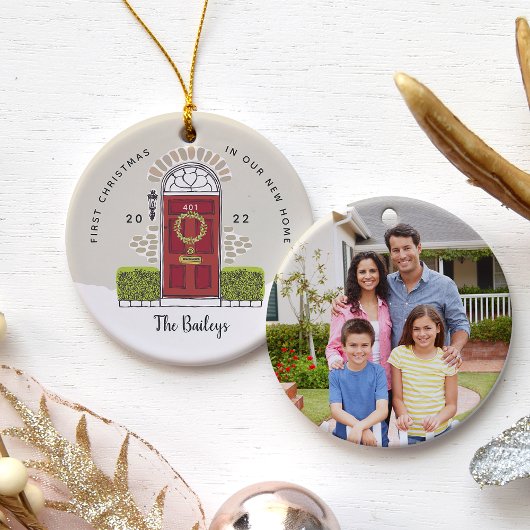 Red Door First Christmas in Our New Zuhause Keramik Ornament