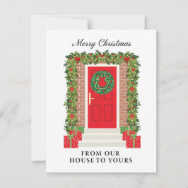 Red Door Garland Wreath House to Yours Feiertagskarte