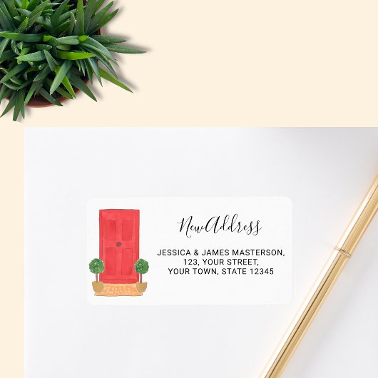 Red Door New Address Adressaufkleber