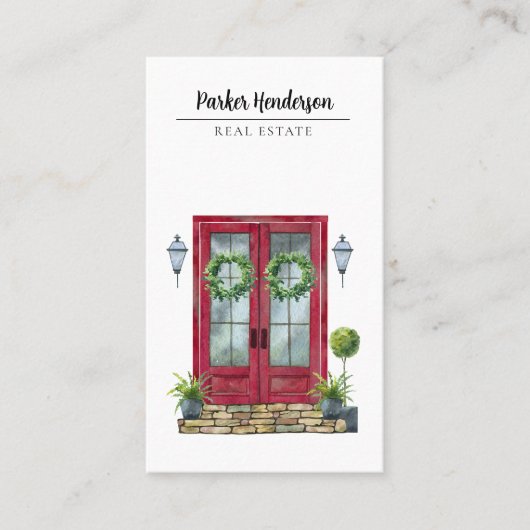 Red Door Real Anwesen Foto Visitenkarte (Vorderseite)