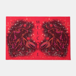 Red Doormat Bulls laufen in der Starry Night Willk Fußmatte