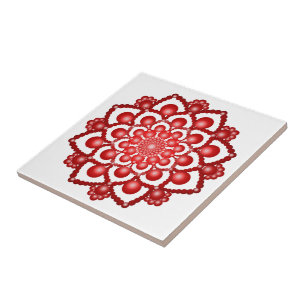 Red Dot Mandala Blume Fliese