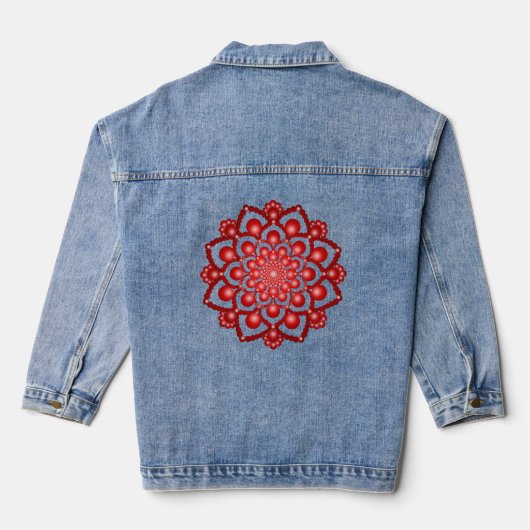 Red Dot Mandala Blume Jeansjacke (Rückseite)
