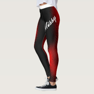 Red Dot Muster mit Name in Large Script auf BLACK Leggings