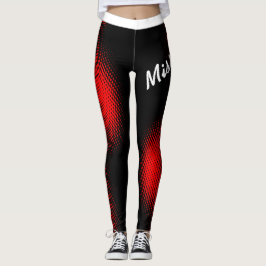 Red Dot Muster mit Name in Large Script auf BLACK Leggings