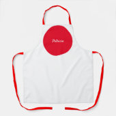 Red Dot Pattern Individuelle Name Weißes farbiges  Schürze (Vorderseite)