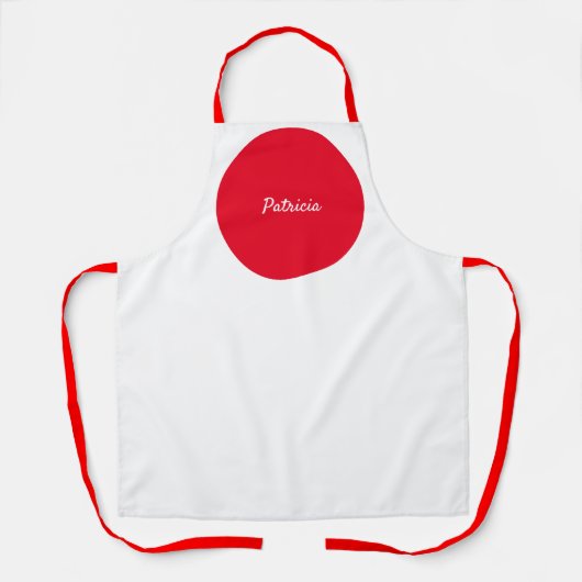Red Dot Pattern Individuelle Name Weißes farbiges Schürze (Vorderseite)