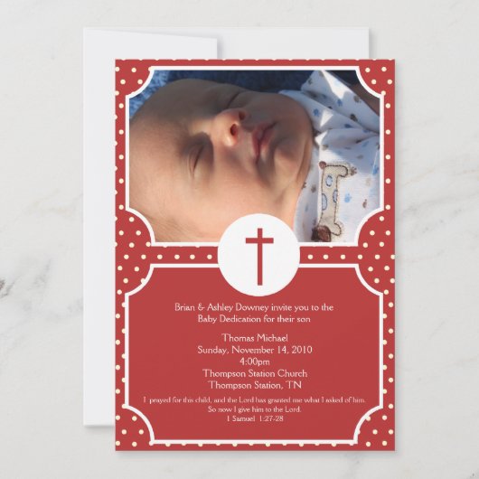 Red Dots Baptism Baby Dedication 12x18 Einladung (Vorderseite)
