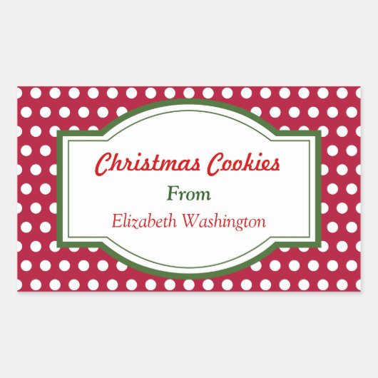 Red Dots Weihnachtsgebäck Geschenk Aufkleber (Vorderseite)