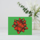 Red Dotted Christmas Bow Postcard Feiertagspostkarte (Stehend Vorderseite)