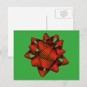 Red Dotted Christmas Bow Postcard Feiertagspostkarte (Vorne/Hinten)