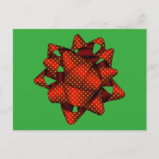 Red Dotted Christmas Bow Postcard Feiertagspostkarte (Vorderseite)