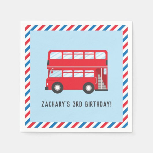 Red Double Deck London Bus Geburtstagsparty Napkin Serviette (Vorderseite)