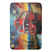 Red Double Decker Bus bei einer starren Nacht, Badematte (Vorderseite Vertikal)