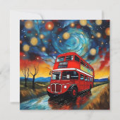 Red Double Decker Bus bei einer starren Nacht, Einladung (Rückseite)