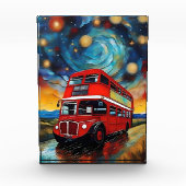 Red Double Decker Bus bei einer starren Nacht, Fotoblock (Vorderseite)