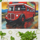 Red Double Decker Bus bei einer starren Nacht, Geschirrtuch (Gefaltet)
