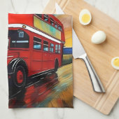 Red Double Decker Bus bei einer starren Nacht, Geschirrtuch (Viertel Falte)