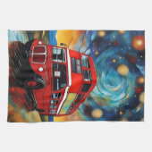 Red Double Decker Bus bei einer starren Nacht, Geschirrtuch (Horizontal)