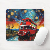 Red Double Decker Bus bei einer starren Nacht, Mousepad (Mit Mouse)