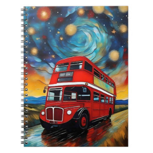 Red Double Decker Bus bei einer starren Nacht, Notizblock