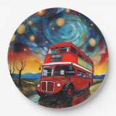 Red Double Decker Bus bei einer starren Nacht, Pappteller (Vorderseite)
