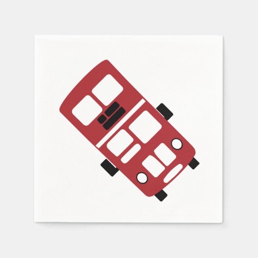 Red Double decker Bus Cocktail Napkin Serviette (Vorderseite)