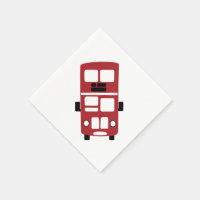 Red Double decker Bus Cocktail Napkin