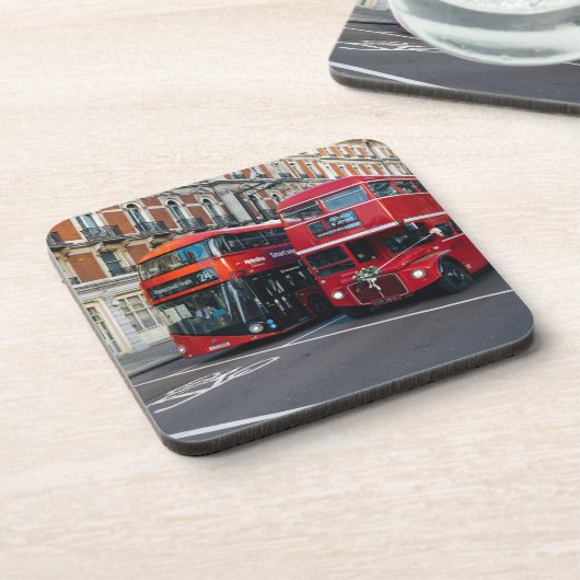 Red Double Decker Buses Getränkeuntersetzer (Linke Seite)