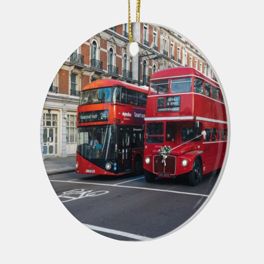 Red Double Decker Buses Keramik Ornament (Links)