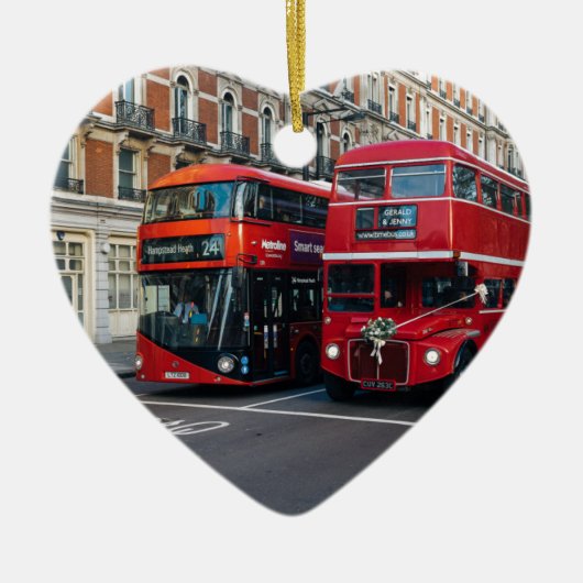 Red Double Decker Buses Keramik Ornament (Vorne)