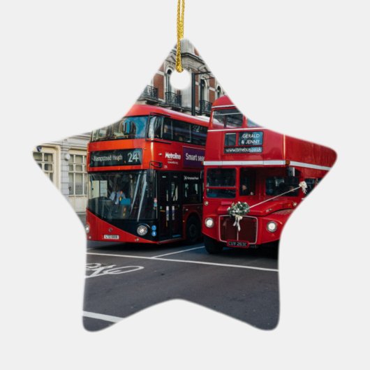 Red Double Decker Buses Keramikornament (Vorne)