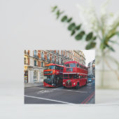 Red Double Decker Buses Postkarte (Stehend Vorderseite)