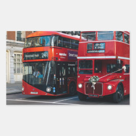 Red Double Decker Buses Rechteckiger Aufkleber