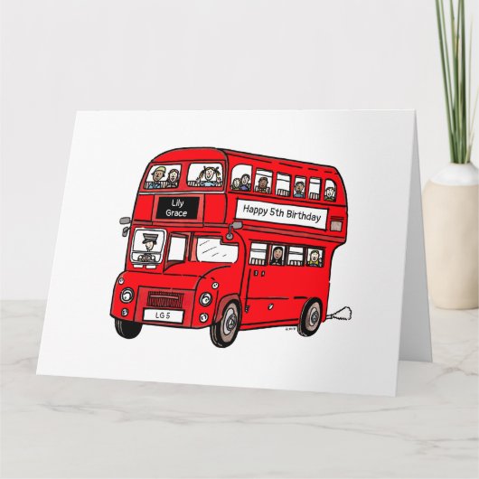 Red Double Decker London Bus Geburtstagskarte Karte (Vorderseite)
