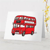 Red Double Decker London Bus Vatertag Card Karte (Gelbe Blume)