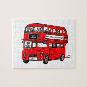 Red Double Decker London Bus Wedding Vorschlag Puzzle