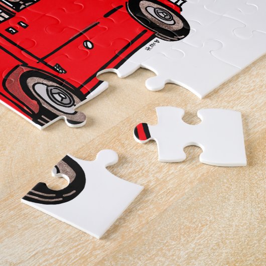 Red Double Decker London Bus Wedding Vorschlag Puzzle (Seite)