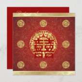 Red Double Happiness Chinese Weditation Einladung (Vorne/Hinten)