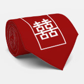 Red Double Happy Chinese Wedding Oriental Krawatte (Gerollt)